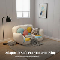 Foldable Design Convertible Cushioned Floor Sofa Space-Saving Household Furniture Multi-Purpose Loveseat Soft Cushioning for Small Apartment Dwellers, Young Adults, Homeowners, Bedroom, Balcony, Dorm Room