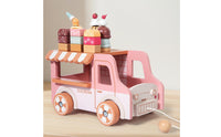 12 Pieces Wooden Ice Cream Stand Gift Idea Toy Ice Cream Truck Educational Dessert Vending Stand Toy for Girls, Kids, Playroom, Nursery