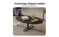 Minimalist aesthetic doublelevel Oval Accent Piece mid-centuryera Modern Aesthetic Coffee Table Space-Saving Living Room Furniture Sturdy Construction for Apartment Dwellers, Interior Design admirers, Office Managers, Lounge Area