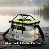 Foldable Fishing Pail Breathable Mesh Lid Foam Material Fishing Pail Transparent Foam Material Catch Pail Aerator Pump Hole