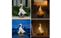 Duck Statue with Solar Light Resin Garden Statue Waterproof for Patio, Gardeners
