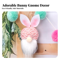 Easter Gnome Garland Cute Gnomes Bunny Gnome Banner Pastel Colors Easter Bunny Banner for Party Planners, Homeowners, Fireplace Mantel, Wall, Nursery