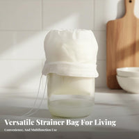 Fine Mesh Greek Yogurt Filter Drawstring Design Yogurt Strainer Bag Food-Grade Material for Health Enthusiasts, Cheese Making
