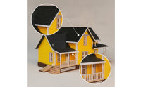 Miniature Villa with Porch Detailed American Style House Model Compact Diorama Building for Dioramas