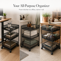 Rolling Under-Desk Storage Cart with Wheels for Books and Bags