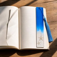 Ocean Style Resin Bookmark with Tassel, Handmade Stationery Gift