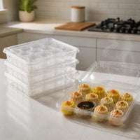 Disposable PET Dumpling and Mini Bun Takeaway Containers with Lids