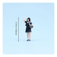 Girl with Backpack Figurine 3D Printed Black Haired Girl Figurine Resin Material