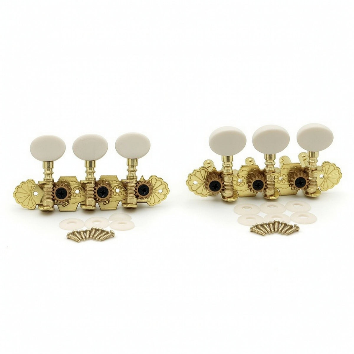 Six-String Guitar Tuning Pegs Tuner Assembly Compatible Visible-Gear Guitar Tuning Machines with Two-holeHole Shafts Hardware for Luthier