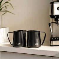 Milk Frothing Pitcher with Textured Handle Tapered Milk Steaming Jug Comfortable Grip Jug for Baristas
