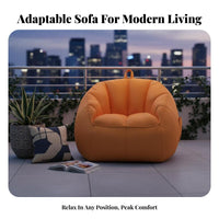 Luxuriously Soft Texture Single-Person Shell Lounger Lightweight Bean Bag No Assembly Required Floor Chair Ergonomic Support for Adults, Students, Gamers, Bedroom, Balcony, Apartment, Reading Nook