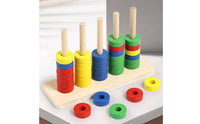 4-Color Stacking Rings Game Reasoning Thinking Color Sorting Stacking Toy Focus Training Child-Centered Sorting Toy for Children 3-6 Years, Preschool