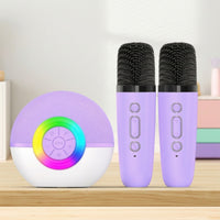 Bluetooth Karaoke Speaker with Wireless Microphones Light-up Portable Karaoke Machine Multicolor System Colorful for Children, Singers