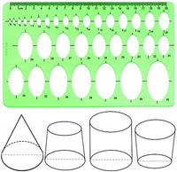 Green Plastic Geometric Drawing Template Ruler Set (9-Piece, Style 3) for Drafting and Measurement