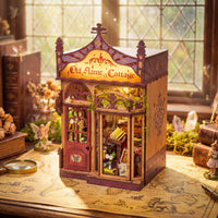 DIY Doll House Booknook 3D Wooden Puzzle Bookend Miniature House Kits Illuminated Design Bookshelf Insert for Hobbyists, Teens, Study Room, Desk