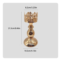 Stable Base Crown Shaped Candle Holder Metal Pedestal Candlestick Vintage Design Candle Stand for Wedding, Party, Photoshoot Prop