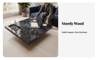 Square Plinth Coffee Table Italian design aesthetic Square Block Table Sintered Stone Top Living Room Furnishing for Interior Designers, Adults, Lounge Area, Den