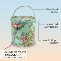 Floral Knitting Bag, Yarn Storage Crochet Bag, Craft Bag for Yarn Lovers, Tote Bag for Knitting Class, Knitting Organizer for Accessories