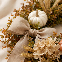 Wreath with Burlap Bow Rustic Harvest Wreath Farmhouse for Entryway, Mantel