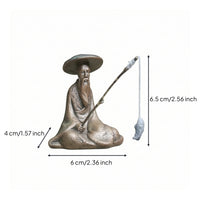 Mini Fisherman Figurine Small Fisherman Statue Rustic Miniature Landscape Decor Asian Zen for Gardeners