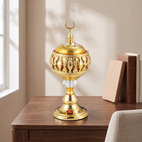 Electric Incense Burner Gold-Tone Metal Incense Burner Decorative Censer Ornate Tabletop Censer Electric for Prayer Room, Study
