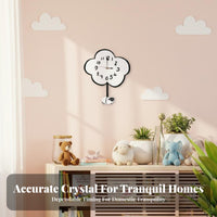 Non-Ticking Cartoon Sheep Pendulum Clock Battery Operated Swinging Sheep Wall Clock 3D Effect for Children, Babies, Playroom, Bedroom