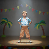 Inflatable Belly Costume Sleeveless Bodysuit with Tropical Shirt Lightweight