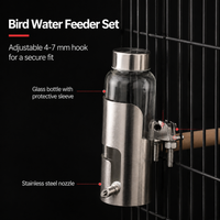 Stainless Steel Drinker, Parrot Water Bottle with Fine Needle Nozzle, Budgie Water Bottle for Cage, Adjustable Toy Hook 4-7mm