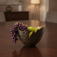 Hammered Decorative Bowl Lustrous Centerpiece Bowl Extended Boat-Shaped Tray Multipurpose for Dining Table