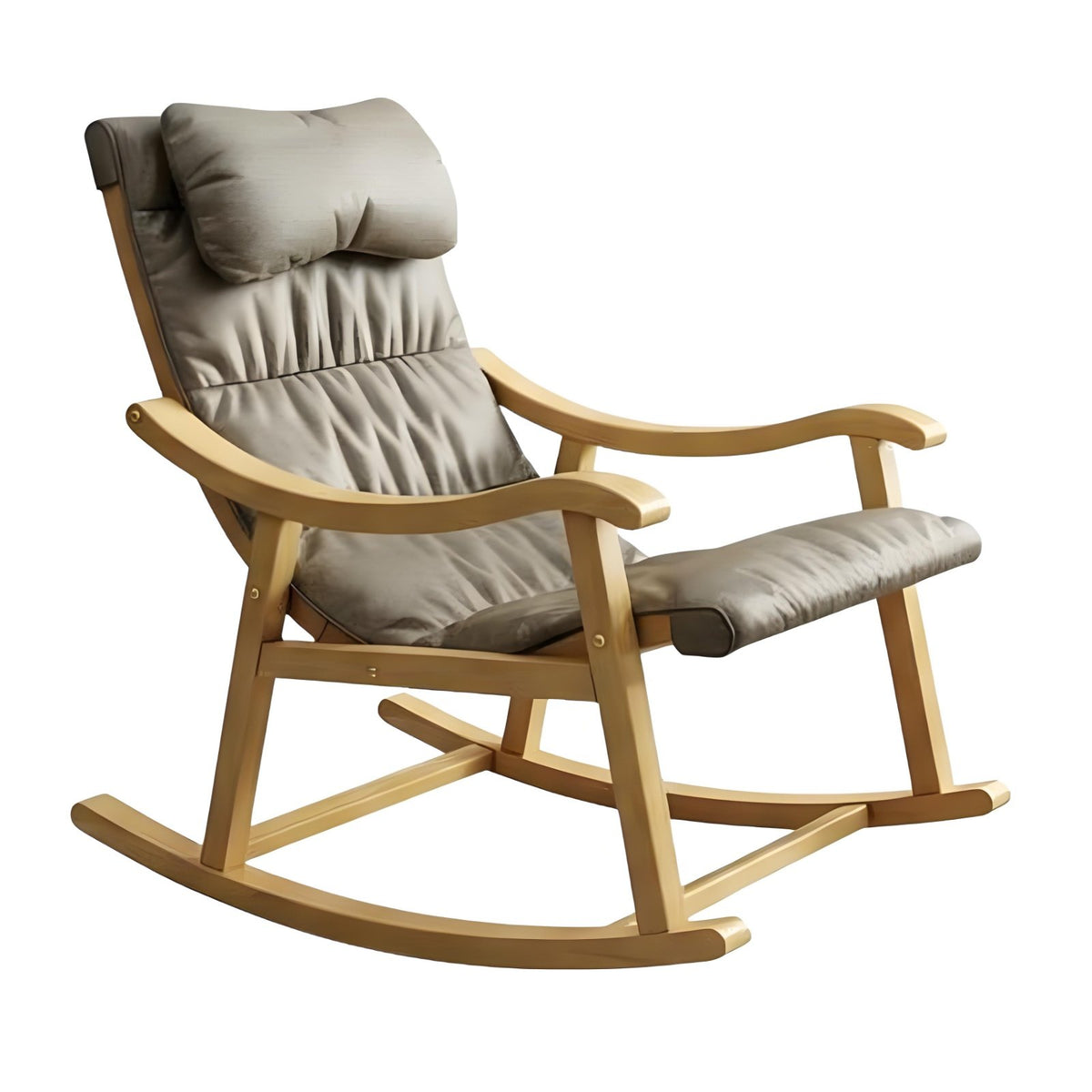 all-season Use Nordic Rocking Chair Thickly paddinged Upholstered Armchair High rearrest Lounge Seat Removable padding for Seniors, Parents, Readers, Living Room, Balcony, Bedroom, perusing nook-style space
