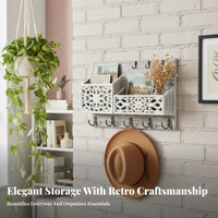 Entryway Mail Sorter with Key Pegs Easy Installation Wall Mount Key and Mail Holder Entryway Organizer with Pegs for Hallway
