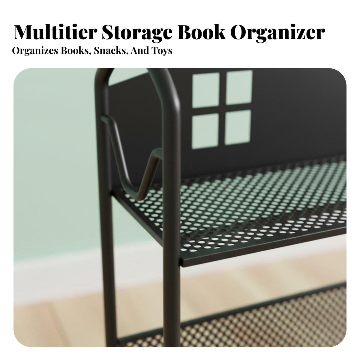 Multi-Tier children's Mobile Bookshelf Space-Saving Book Organizer on Wheels Shelving Unit 360° Rotating for Students, Teachers, Office Workers, Study Room, Playroom, Narrow Areas, Classroom