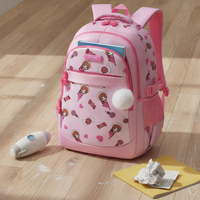 Girls' Ergonomic Nylon School Backpack for Primary Students, Large Capacity, Lightweight Design