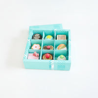 9 Pieces Toy Dessert Set with Storage Box Colorful Wooden Play Food Set Dessert Playset Interactive Sturdy for Toddlers