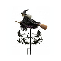 Witch Wind Whirligig Stunning Garden Wind Whirligig with Stake Garden Stake Decoration Double-Tier Yard Art Metal for Patio