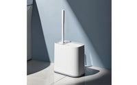 Small Slim Bathroom Trash Can Disposable Trash Can with Toilet Brush and Holder Replaceable Bathroom Wastebasket with Toilet Brush Concealed for Washroom