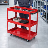 Three-Tier Tool Cart Rolling Tool Cart Lightweight for Auto Repair Shop