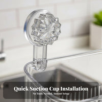Kitchen Hanging Basket Water Draining Design Suction Cup Storage Basket Reusable Wall Mounted Organizer Bin for Renters, Washroom