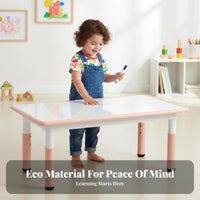 Height Adjustable Kids Desk and Chair Wipe-Clean Desktop Kids Table and Chair Set Rounded Corners Young Child Writable Activity Table for Home