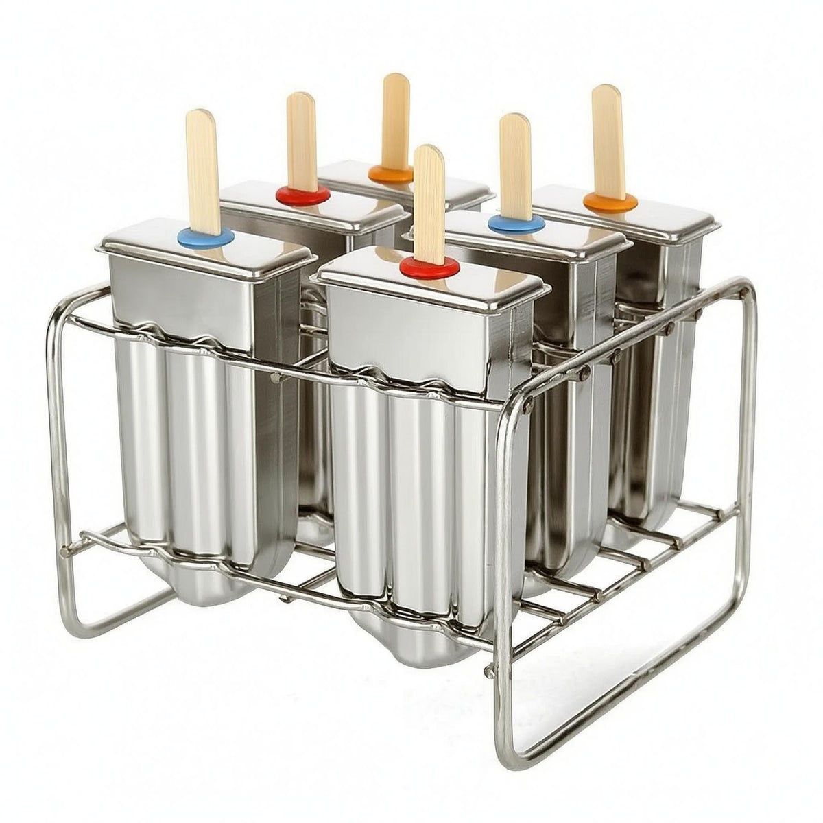 Stainless Steel Ice Lolly Form Rectangular 6 Cup Ice Lolly Form Easy to Clean Chilled Dessert Tool for Freezer