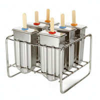 Stainless Steel Ice Lolly Form Rectangular 6 Cup Ice Lolly Form Easy to Clean Chilled Dessert Tool for Freezer
