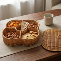 Divided Serving Tray Segmented Design Divided Snack Basket Handmade Look Household Storage for Living Room