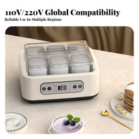 LED Display Countertop Yogurt Maker Square Cups Digital Yogurt Maker Clear Lid Fermentation Machine Temperature Control