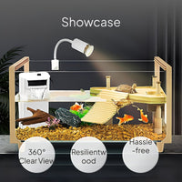 Glass Turtle Habitat with Basking Area and Filtration