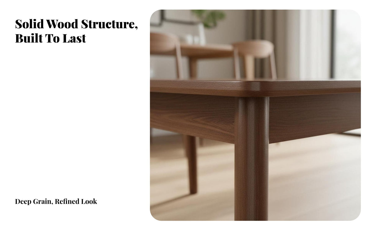 Nordic Design Dining Table Set Modern Minimalist Design Walnut Finish Dining Furniture Stable Structure Rectangular Kitchen Table and Chairs