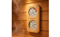 Combined Function Sauna Thermometer Hygrometer 2 in 1 Wooden Sauna Thermometer Easy to Read Temperature and Humidity Meter for Spa Owners, Steam Room