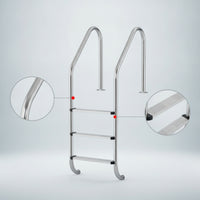 Stainless Steel Pool Ladder Rust Resistant Three-Step Pool Ladder Non-Slip for in-Ground Pools, Villas