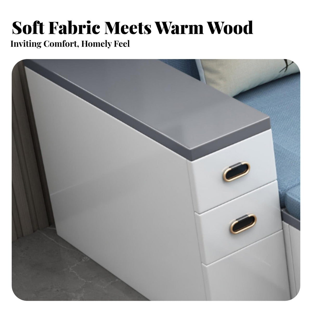 L-Shaped Sofa with Storage Ottoman sturdy Wood Frame L-Shaped Storage Sofa Chinese design Design Living Room Furniture for Families, Lounge Area, Office