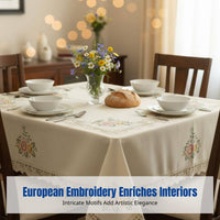 European Hand-Stitched Tablecloth, Ethnic Embroidered Sofa Bed Cover, Classic Home Textile, Tea Table Mat