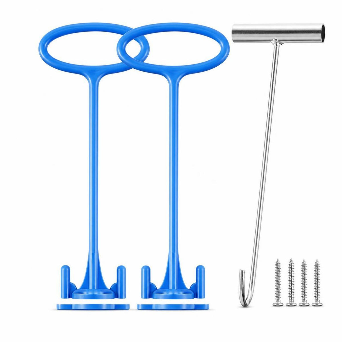 2 Pieces Compatible Pool Skimmer Basket Handle Rust-Resistant Skimmer Basket Handle with Hook Universal Heavy Duty for in-Ground Pools